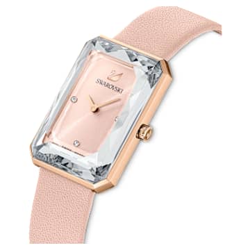 Uptown watch, Swiss Made, Leather strap, Pink, Rose gold-tone finish - Swarovski, 5547719