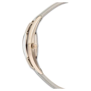 Crystalline Sporty watch, Leather strap, Grey, Champagne gold-tone finish - Swarovski, 5547976