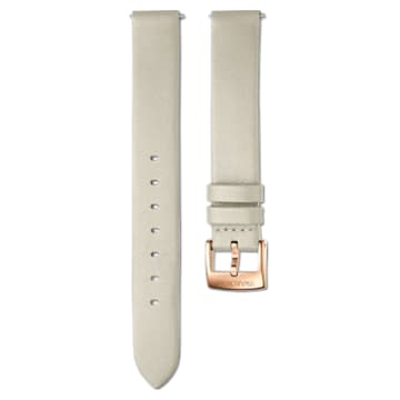 Cinturino per orologio 14mm, Pelle, Grigio talpa, Finitura in tono oro rosa - Swarovski, 5548140