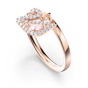 Dazzling Swan ring, Swan, Pink, Rose gold-tone plated - Swarovski, 5549307