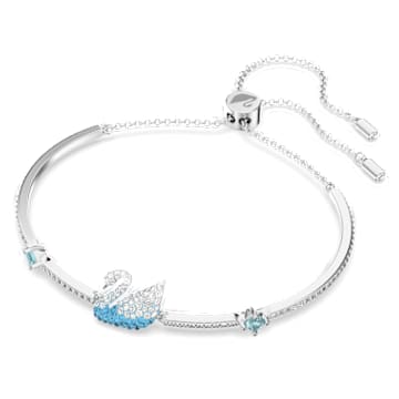 Swarovski Iconic Swan 手镯, 天鹅, 蓝色, 镀铑 - Swarovski, 5549312