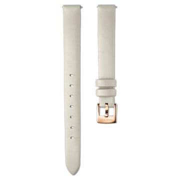 Cinturino per orologio 12mm, Pelle, Grigio talpa, Finitura in tono oro rosa - Swarovski, 5553219