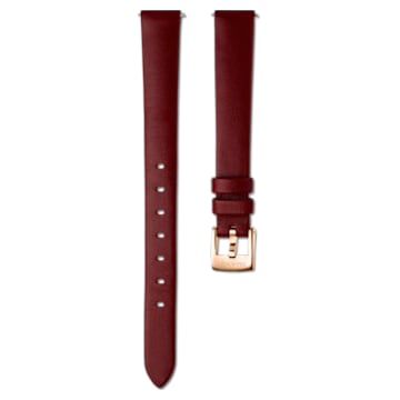 12mm watch strap, Leather, Burgundy, Rose gold-tone finish - Swarovski, 5553222