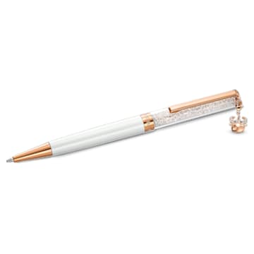 Crystalline Chinese New Year Ox ballpoint pen, Ox, White, White lacquered, Rose gold-tone plated - Swarovski, 5553338
