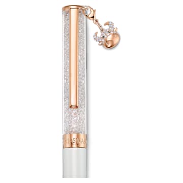 Crystalline Chinese New Year Ox ballpoint pen, Ox, White, White lacquered, Rose gold-tone plated - Swarovski, 5553338