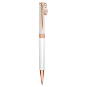 Crystalline Chinese New Year Ox ballpoint pen, Ox, White, White lacquered, Rose gold-tone plated - Swarovski, 5553338