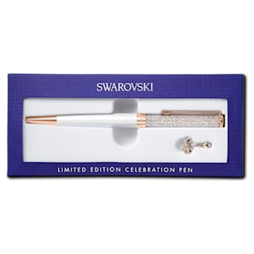 Crystalline Celebration 2021 ballpoint pen, Bow, White, Rose gold-tone plated - Swarovski, 5553339