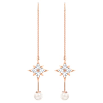 Swarovski Symbolic chain pierced earrings, White, Rose gold-tone plated - Swarovski, 5555432