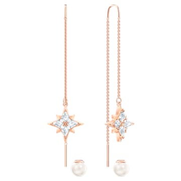 Swarovski Symbolic chain pierced earrings, White, Rose gold-tone plated - Swarovski, 5555432