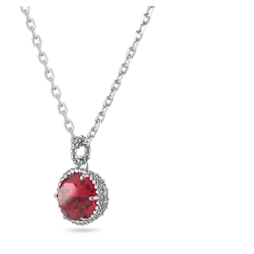Birthstone pendant, Round cut, July, Red, Rhodium plated - Swarovski, 5555795