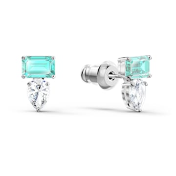 Attract Rectangular earrings, Blue, Rhodium plated - Swarovski, 5556733