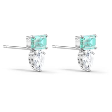 Orecchini a lobo Attract, Taglio misto, Blu, Placcato rodio - Swarovski, 5556733