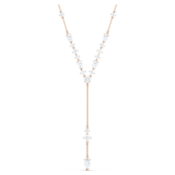 Attract Y necklace, White, Rose gold-tone plated - Swarovski, 5556911