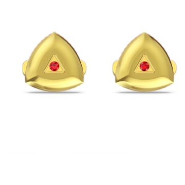 Butoni Theo, Formă triunghiulară, Element foc, Roșii, Placat cu auriu - Swarovski, 5557443