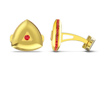 Theo cufflinks, Triangular shape, Fire element, Red, Gold-tone plated - Swarovski, 5557443