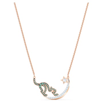Cattitude necklace, Cat and moon, Multicolored, Mixed metal finish - Swarovski, 5558175
