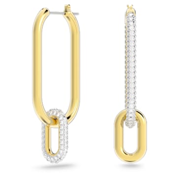 Time Hoop Pierced Earrings, White, Mixed metal finish - Swarovski, 5558341