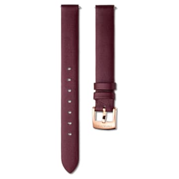 14mm watch strap, Leather, Burgundy, Rose gold-tone plated - Swarovski, 5559052