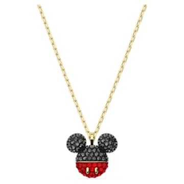 Mickey pendant, Black, Gold-tone plated - Swarovski, 5559176