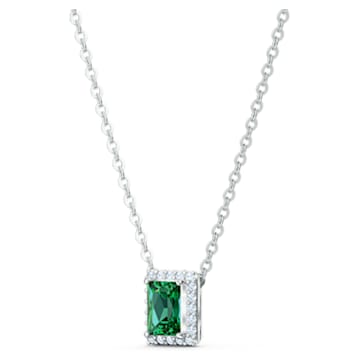 Collar Angelic, Rectangular, Verde, Baño de rodio - Swarovski, 5559380