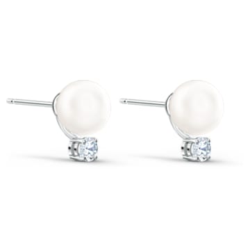 Treasure earrings, White, Rhodium plated - Swarovski, 5559420