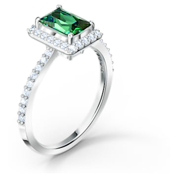 Angelic ring, Rectangular, Green, Rhodium plated - Swarovski, 5559835