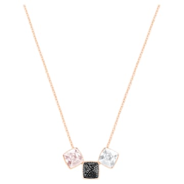 Glance necklace, Square cut, Black, Rose gold-tone plated - Swarovski, 5559862