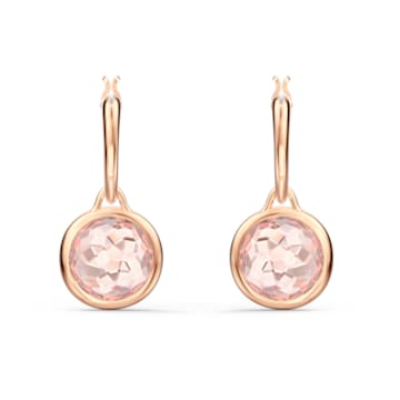 Tahlia hoop earrings, Round, Pink, Rose gold-tone plated - Swarovski, 5560932