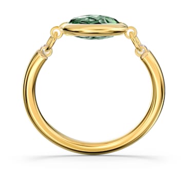 Tahlia ring, Round cut, Green, Gold-tone plated - Swarovski, 5560945