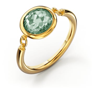 Tahlia ring, Round cut, Green, Gold-tone plated - Swarovski, 5560945