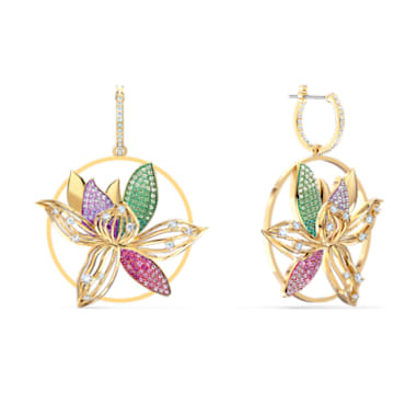 Togetherness Hoop Pierced Earrings, Multicolored, Gold-tone plated - Swarovski, 5561601