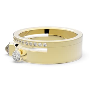 Thrilling ring, Verschillende slijpvormen, Wit, Goudkleurige toplaag - Swarovski, 5561688