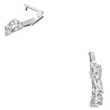 Zapestnica Tennis Deluxe, Mešani rezi, Bela, Prevleka iz rodija - Swarovski, 5562088