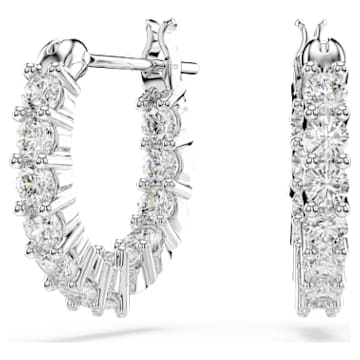 Matrix Vittore hoop earrings Round cut White Rhodium plated Swarovski