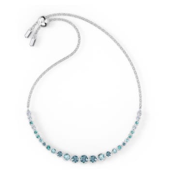 Emily bracelet, Graduated crystals, Blue, Rhodium plated - Swarovski, 5562130