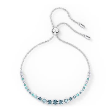สร้อยข้อมือ Emily, คริสตัลไล่ระดับ, น้ำเงิน, เคลือบโรเดียม - Swarovski, 5562130