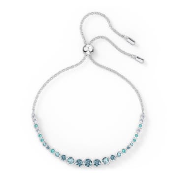 Emily bracelet, Graduated crystals, Blue, Rhodium plated - Swarovski, 5562130