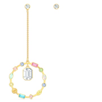 Rainbow chain pierced earrings, Swan, Multicoloured, Gold-tone plated - Swarovski, 5562897