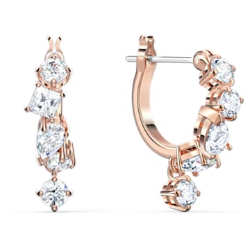 Attract earrings, White, Rose gold-tone plated - Swarovski, 5563118