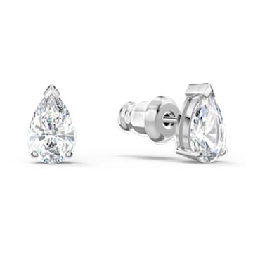 Attract 耳釘, 水滴形切割, 白色, 鍍白金色 - Swarovski, 5563121