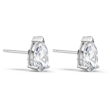 Attract 耳钉, 水滴切割, 白色, 镀铑 - Swarovski, 5563121