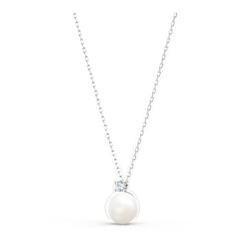 สร้อยคอ Treasure, ขาว, เคลือบโรเดียม - Swarovski, 5563288