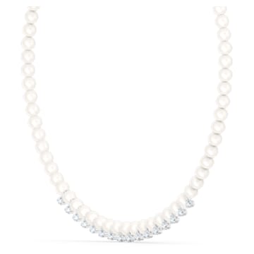 Treasure necklace, Magnetic closure, White, Rhodium plated - Swarovski, 5563289