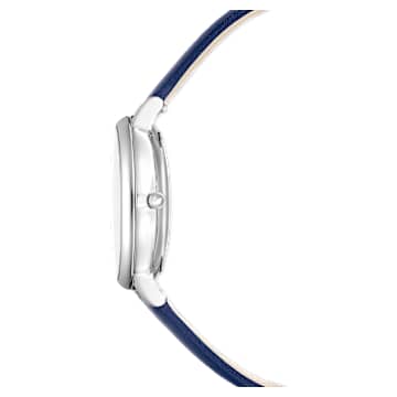 Crystalline Joy watch, Swiss Made, Leather strap, Blue, Stainless steel - Swarovski, 5563699