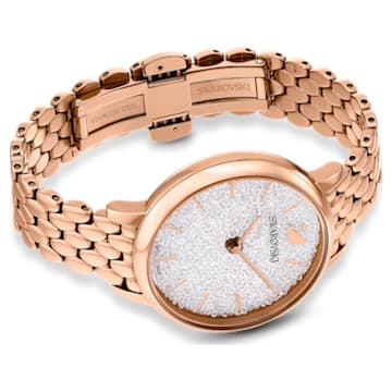 Crystalline Joy watch watch, Metal bracelet, White, Rose gold-tone finish - Swarovski, 5563708