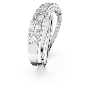 Twist ring, Round cut, White, Rhodium plated - Swarovski, 5563911