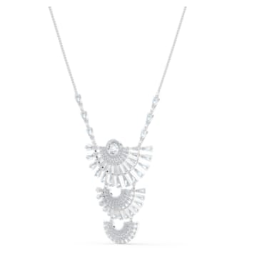 Swarovski Sparkling Dance Dial Up necklace, Large, White, Rhodium plated - Swarovski, 5564432