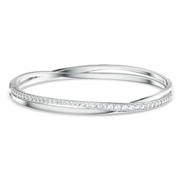 Bracelet-jonc Hyperbola, Taille ronde, Blanc, Métal rhodié par SWAROVSKI