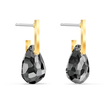 T Bar drop earrings, Gray, Gold-tone plated - Swarovski, 5565999