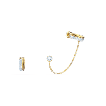 Pendientes ear cuff Time, Asimétrico, Blancos, Combinación de acabados metálicos - Swarovski, 5566005